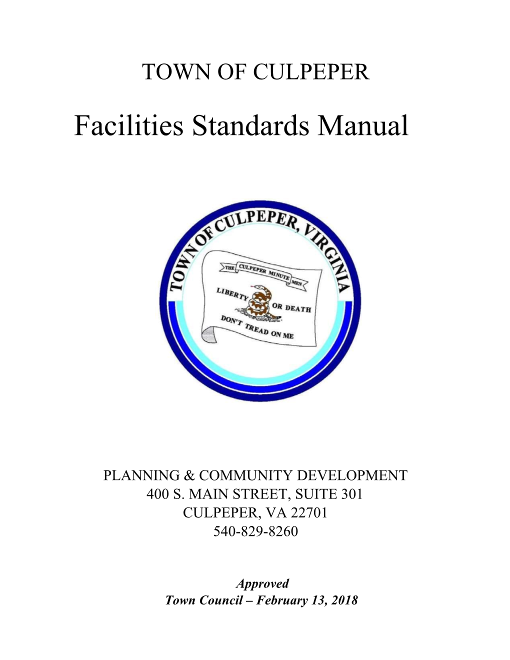 Facilities Standards Manual