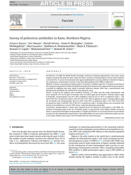 Survey of Poliovirus Antibodies in Kano, Northern Nigeria