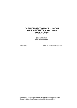 Ocean Currents and Circulation Cook Islands