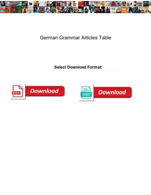 German Grammar Articles Table