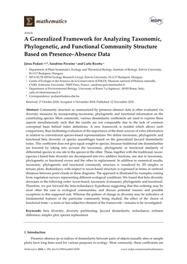 A Generalized Framework for Analyzing Taxonomic, Phylogenetic, and Functional Community Structure Based on Presence–Absence Data