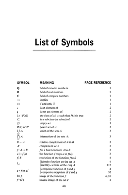 List of Symbols