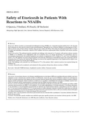 Safety of Etoricoxib in Patients with Reactions to Nsaids