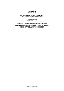 Ukraine Country Assessment