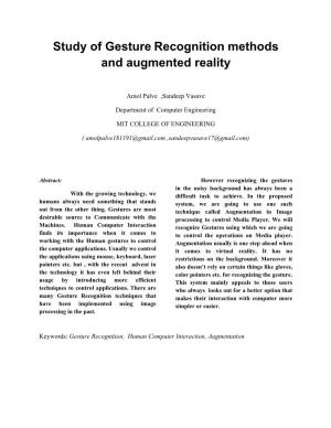 Study of Gesture Recognition Methods and Augmented Reality