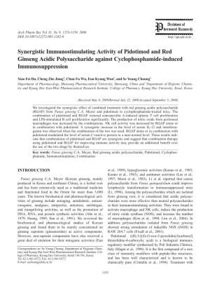 Synergistic Immunostimulating Activity of Pidotimod and Red Ginseng Acidic Polysaccharide Against Cyclophosphamide-Induced Immunosuppression