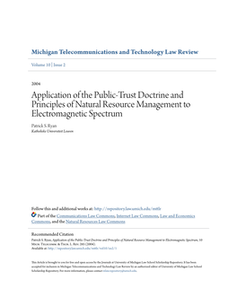 Application of the Public-Trust Doctrine and Principles of Natural Resource Management to Electromagnetic Spectrum Patrick S