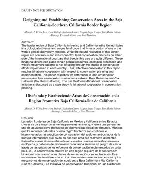 Designing and Establishing Conservation Areas in the Baja California-Southern California Border Region