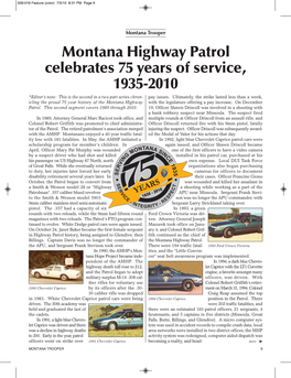 Montana Highway Patrol Celebrates 75 Years of Service, 1935-2010 *Editor’S Note: This Is the Second in a Two Part Series Chron - Pay Issues