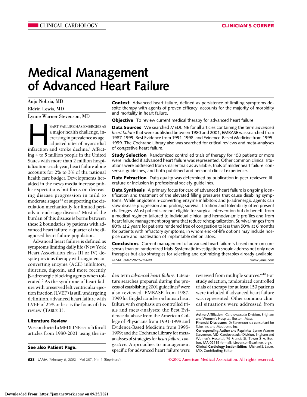 Medical Management of Advanced Heart Failure