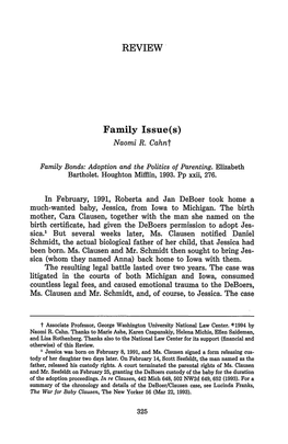 Reviewing Family Bonds: Adoption and the Politics of Parenting By