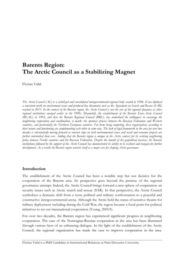 The Arctic Council As a Stabilizing Magnet