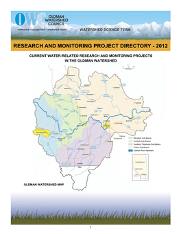 Research and Monitoring Project Directory - 2012
