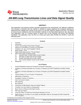 AN-808 Long Transmission Lines and Data Signal Quality