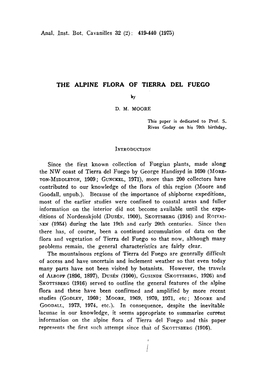 THE ALPINE FLORA of TIERRA DEL FUEGO by D. M. MOORE