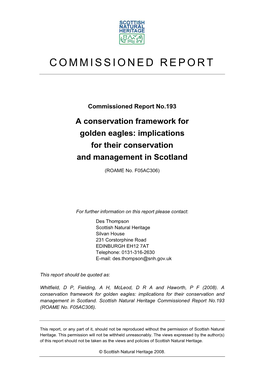 A Conservation Framework for the Golden Eagle