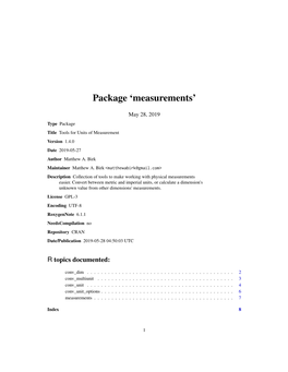 Package 'Measurements'