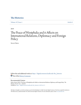 The Peace of Westphalia and It Affects on International Relations, Diplomacy and Foreign Policy