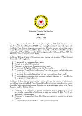 RCSS Statement 29 June 2013