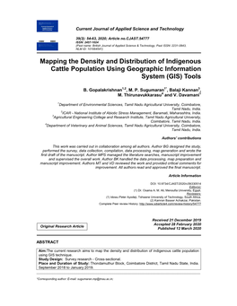 Mapping the Density and Distribution of Indigenous Cattle Population Using Geographic Information System (GIS) Tools