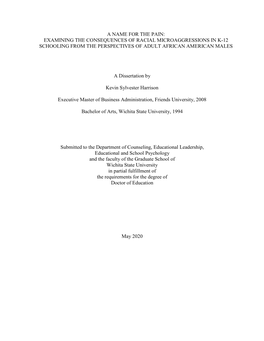 Examining the Consequences of Racial Microaggressions in K-12 Schooling from the Perspectives of Adult African American Males