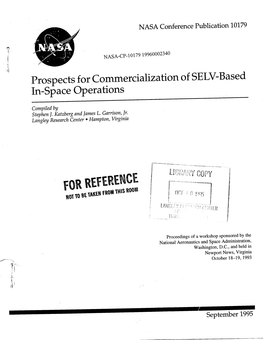 Prospects For,Commercialization Ofselv-Based In-Space Operations