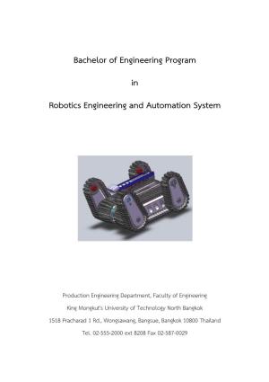 Bachelor of Engineering Program in Robotics Engineering and Automation System