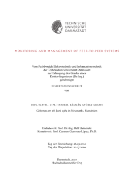 Monitoring and Management of Peer-To-Peer Systems