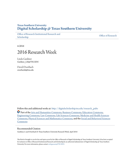 Digital Scholarship @ Texas Southern University Office of Research Institutional Research and Office of Research Scholarship