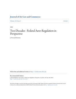 Federal Aero-Regulation in Perspective J
