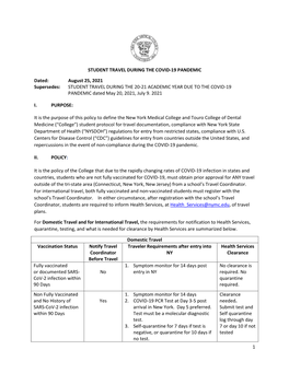 Student Travel During the Covid-19 Pandemic