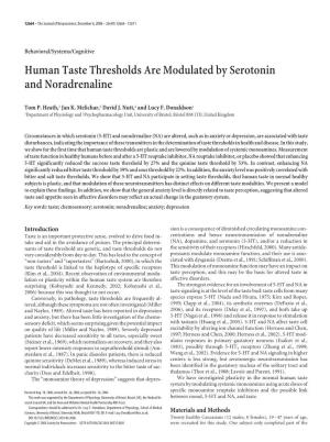 Human Taste Thresholds Are Modulated by Serotonin and Noradrenaline