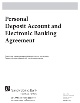 Personal Deposit Account and Electronic Banking Agreement