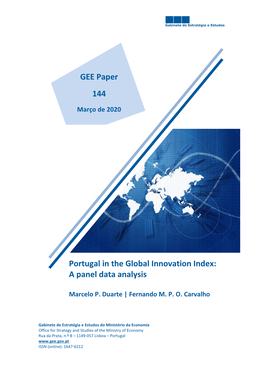 GEE Paper 144 Portugal in the Global Innovation Index