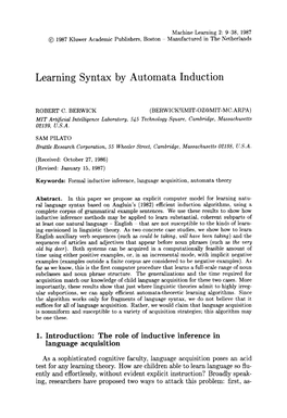 Learning Syntax by Automata Induction
