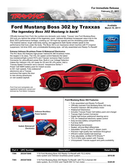 Ford Mustang Boss 302 by Traxxas March 10, 2011!