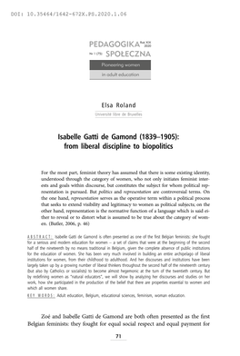 Isabelle Gatti De Gamond (1839–1905): from Liberal Discipline to Biopolitics