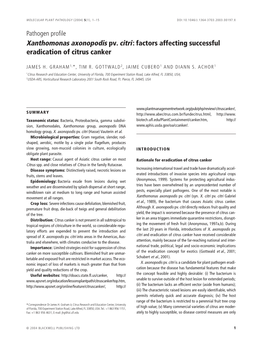 Xanthomonas Axonopodis Pv. Citri: Factors Affecting Successful Eradication of Citrus Canker