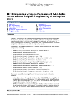 IBM Engineering Lifecycle Management 7.0.1 Helps Teams Achieve Insightful Engineering at Enterprise Scale