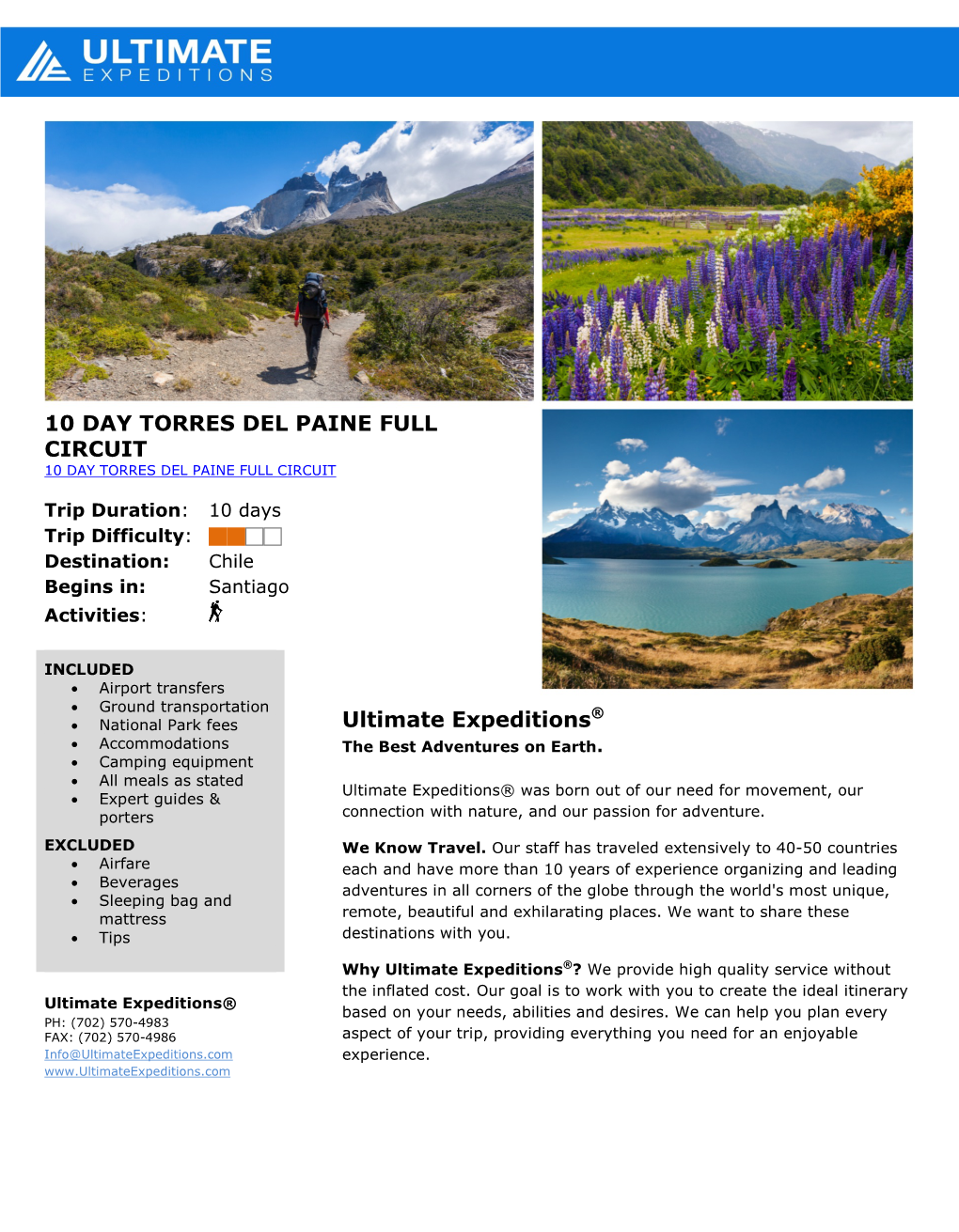 10 DAY TORRES DEL PAINE FULL CIRCUIT Ultimate Expeditions®