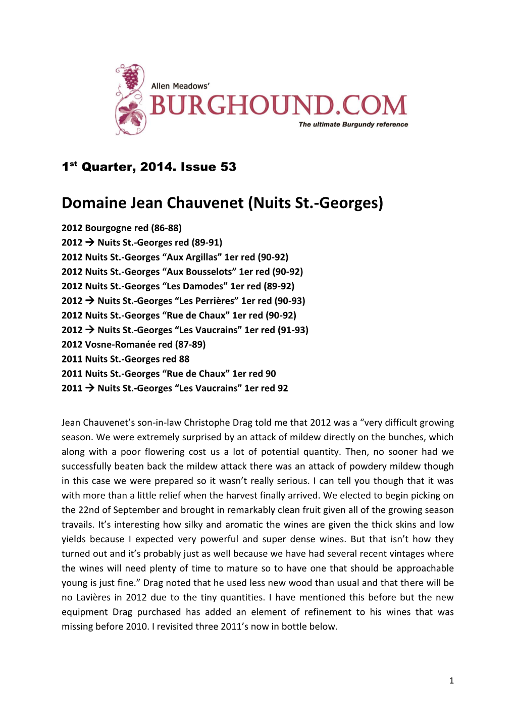 Domaine Jean Chauvenet (Nuits St.-Georges)