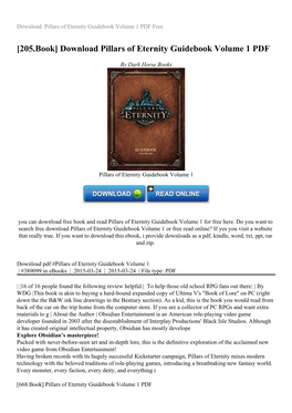 [205.Book] Download Pillars of Eternity Guidebook Volume 1 PDF