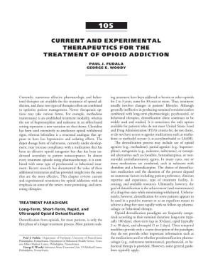 Current and Experimental Therapeutics for the Treatment of Opioid Addiction
