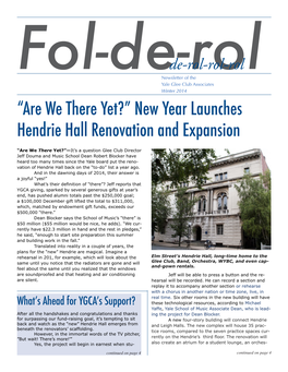 “Are We There Yet?” New Year Launches Hendrie Hall Renovation and Expansion