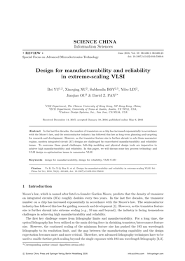 Design for Manufacturability and Reliability in Extreme-Scaling VLSI