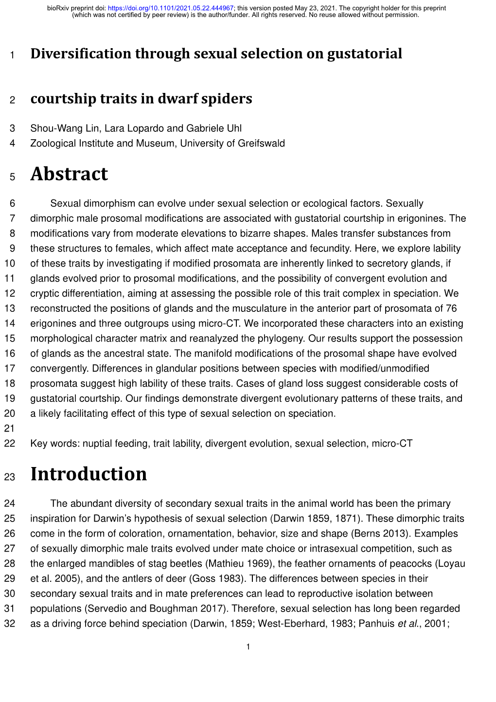 Diversification Through Sexual Selection on Gustatorial Courtship