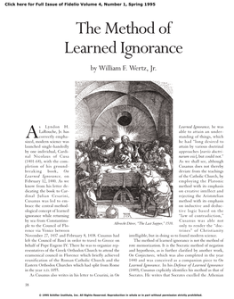 The Method of Learned Ignorance by William F