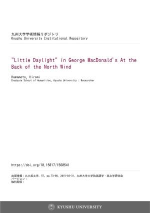 "Little Daylight" in George Macdonald's at the Back of the North Wind