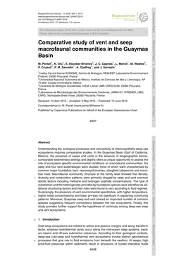 Comparative Study of Vent and Seep Macrofaunal Communities in the Guaymas Basin