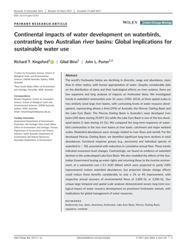 Continental Impacts of Water Development on Waterbirds, Contrasting Two Australian River Basins: Global Implications for Sustainable Water Use